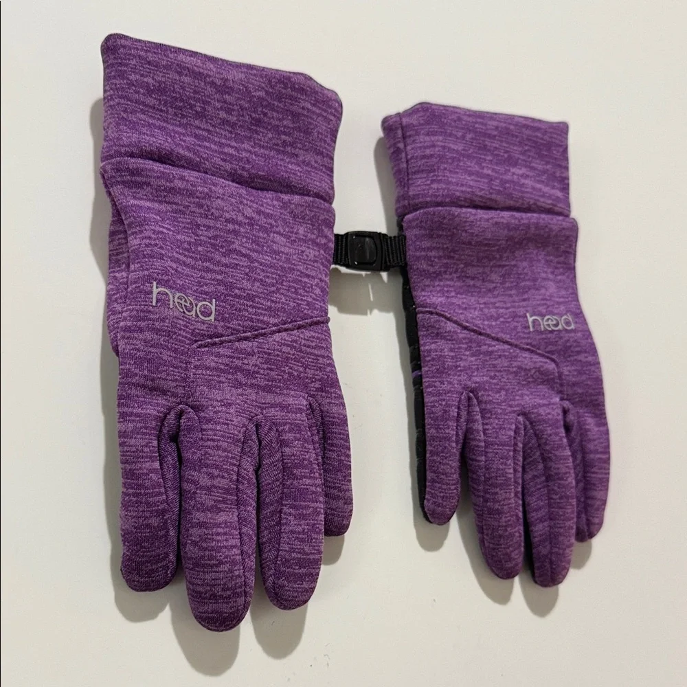Girl's Head Touchscreen Gloves~Purple Size L Silicone Palm For Running Warm
